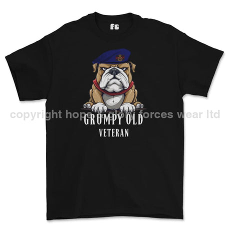 Grumpy Old Blues And Royals Veteran Printed T-Shirt - Black