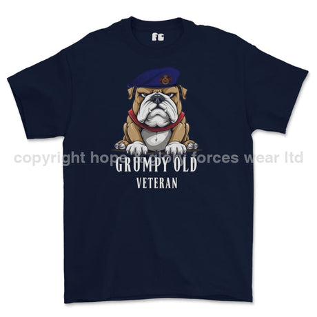 Grumpy Old Blues And Royals Veteran Printed T-Shirt - Navy Blue