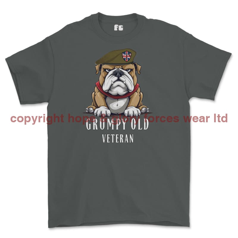 Grumpy Old British Veteran Printed T-Shirt - Charcoal