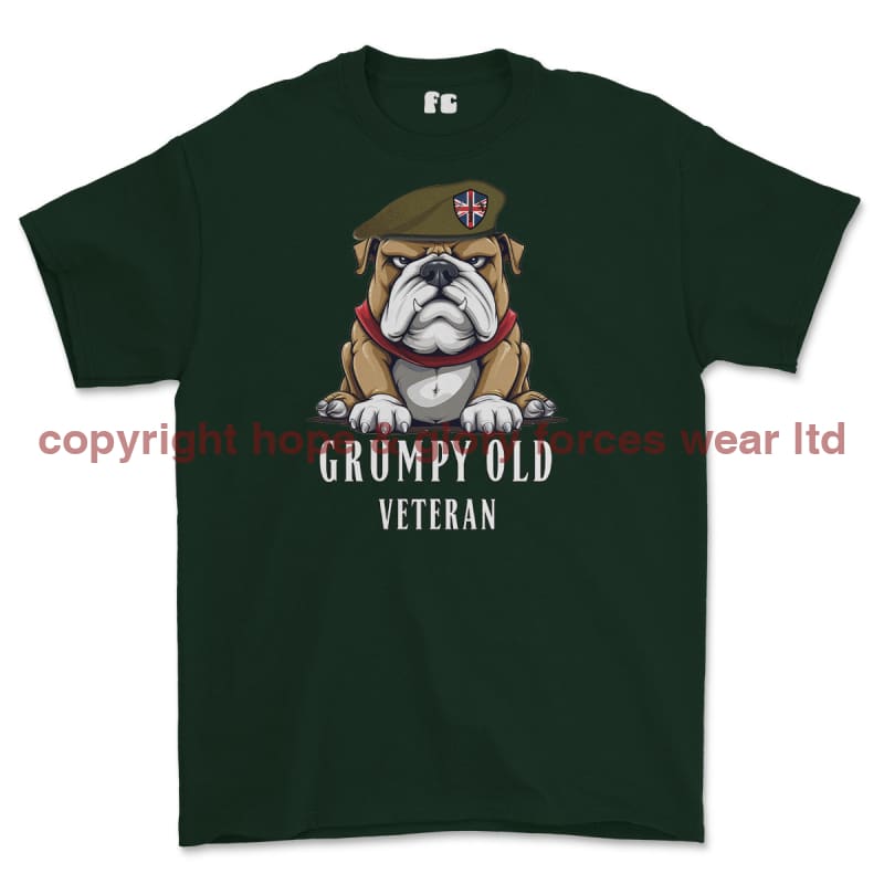 Grumpy Old British Veteran Printed T-Shirt - Commando Green