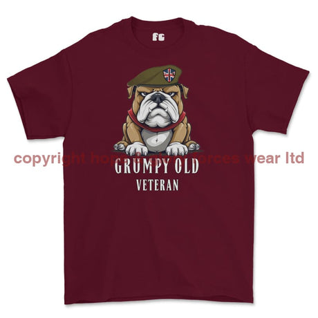 Grumpy Old British Veteran Printed T-Shirt - Maroon