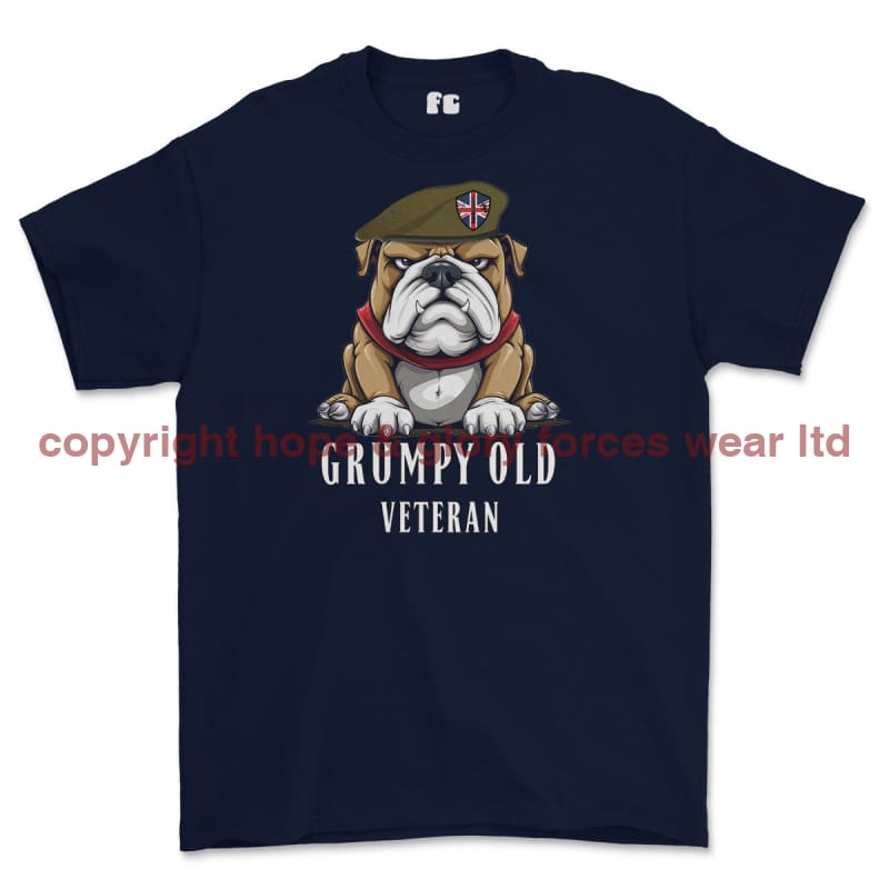 Grumpy Old British Veteran Printed T-Shirt - Navy Blue