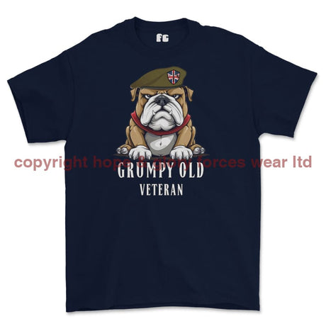 Grumpy Old British Veteran Printed T-Shirt - Navy Blue