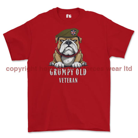 Grumpy Old British Veteran Printed T-Shirt - Red