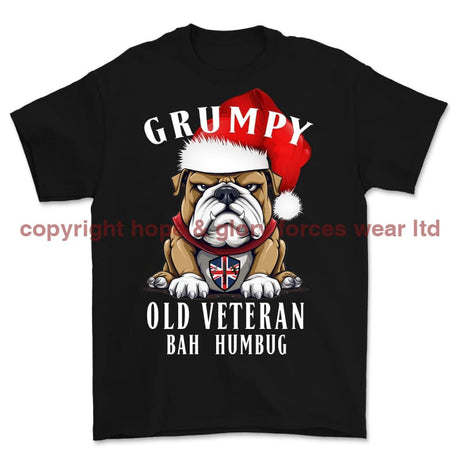 Grumpy Old British Veteran Christmas Printed T-Shirt - Black
