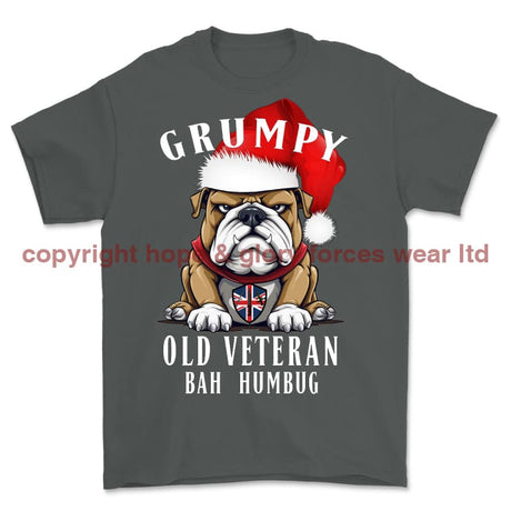 Grumpy Old British Veteran Christmas Printed T-Shirt - Charcoal