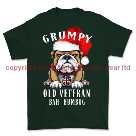 Grumpy Old British Veteran Christmas Printed T-Shirt - Commando Green
