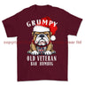 Grumpy Old British Veteran Christmas Printed T-Shirt - Maroon
