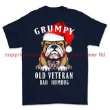Grumpy Old British Veteran Christmas Printed T-Shirt - Navy Blue