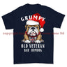 Grumpy Old British Veteran Christmas Printed T-Shirt - Navy Blue