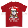 Grumpy Old British Veteran Christmas Printed T-Shirt - Red