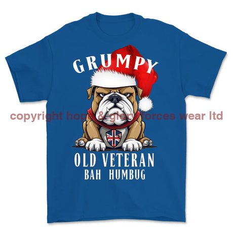 Grumpy Old British Veteran Christmas Printed T-Shirt - Royal Blue