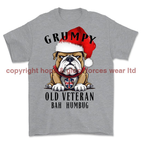 Grumpy Old British Veteran Christmas Printed T-Shirt - Sports Grey