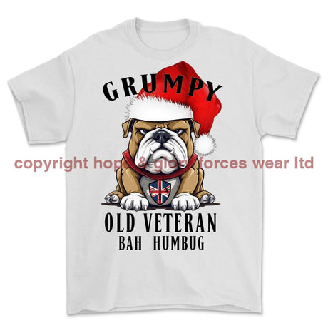 Grumpy Old British Veteran Christmas Printed T-Shirt - White
