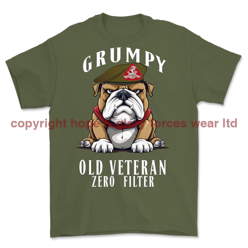 Grumpy Old Duke Of Wellington's Regiment Veteran Printed T-Shirt - Military Green