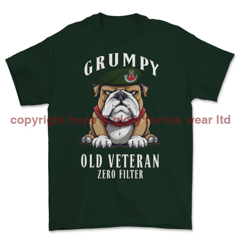 Grumpy Old Light Infantry Veteran Printed T-Shirt - Commando Green
