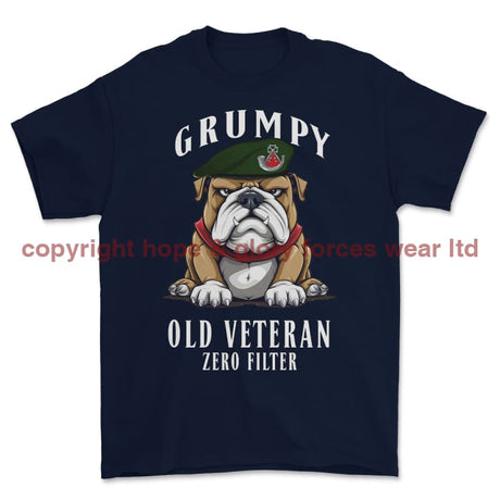 Grumpy Old Light Infantry Veteran Printed T-Shirt - Navy Blue