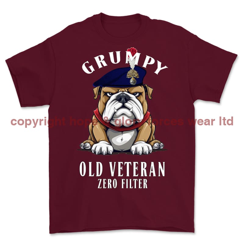 Grumpy Old Royal Fusilier Veteran Printed T-Shirt - Maroon