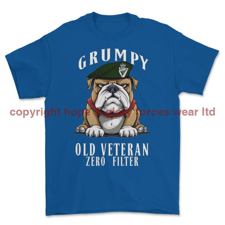 Grumpy Old Royal Irish Regiment Veteran Printed T-Shirt - Blue