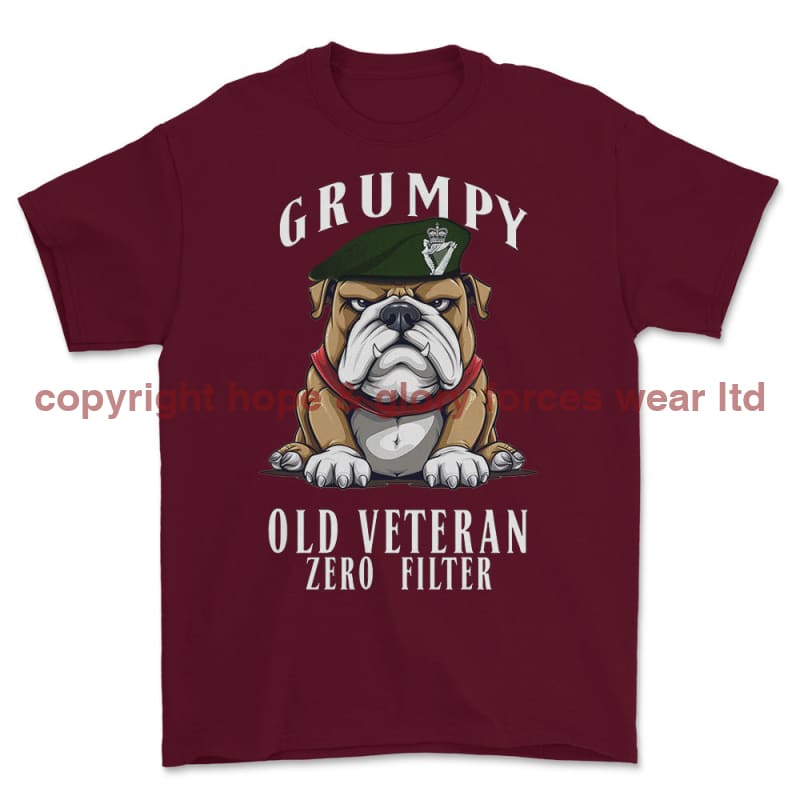 Grumpy Old Royal Irish Regiment Veteran Printed T-Shirt - Maroon