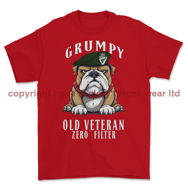 Grumpy Old Royal Irish Regiment Veteran Printed T-Shirt - Red