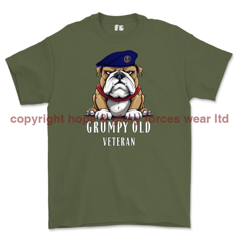 Grumpy Old Royal Navy Veteran Printed T-Shirt - Military Green