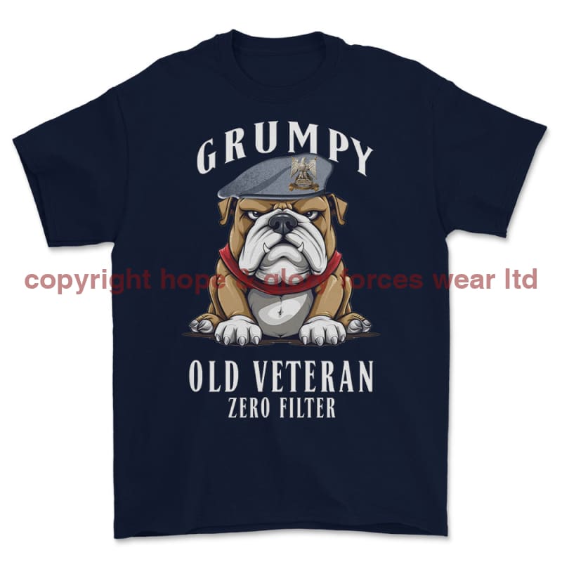 Grumpy Old Scots Dragoon Guards Veteran Printed T-Shirt - Navy Blue
