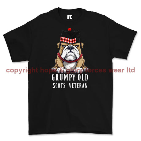Grumpy Old Scots Highlander Veteran Printed T-Shirt - Black