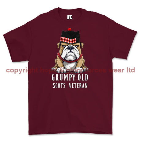 Grumpy Old Scots Highlander Veteran Printed T-Shirt - Maroon