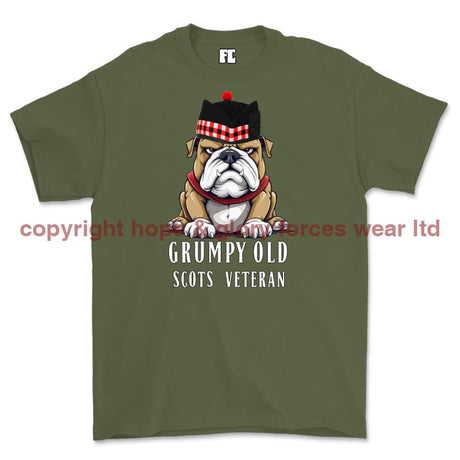 Grumpy Old Scots Highlander Veteran Printed T-Shirt - Military Green