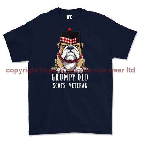 Grumpy Old Scots Highlander Veteran Printed T-Shirt - Navy Blue