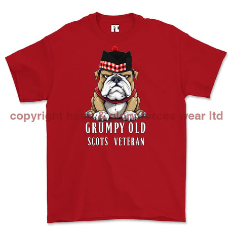 Grumpy Old Scots Highlander Veteran Printed T-Shirt - Red