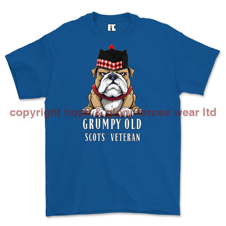 Grumpy Old Scots Highlander Veteran Printed T-Shirt - Royal Blue