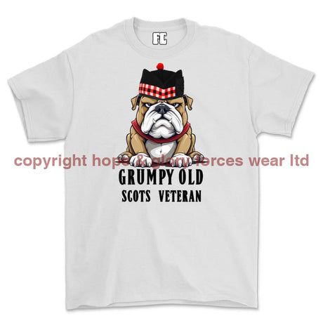 Grumpy Old Scots Highlander Veteran Printed T-Shirt - White