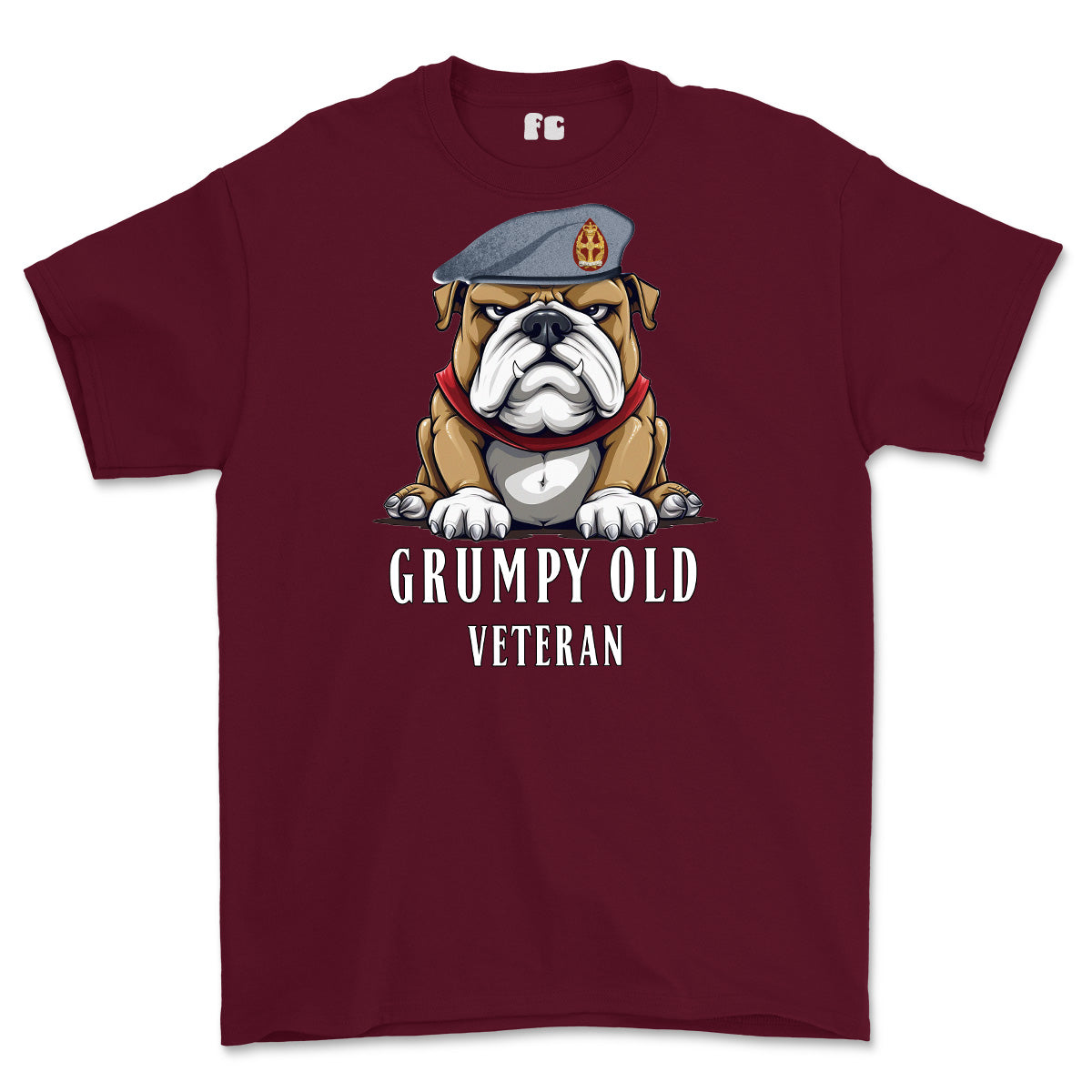 Grumpy Old QARANC Veteran Printed T-Shirt - Maroon