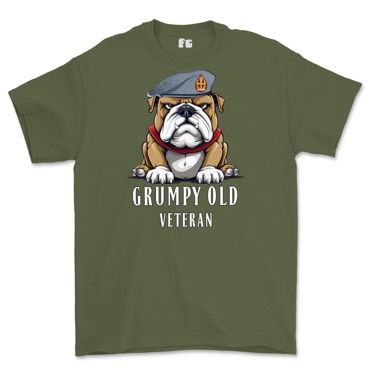 Grumpy Old QARANC Veteran Printed T-Shirt - Olive Green