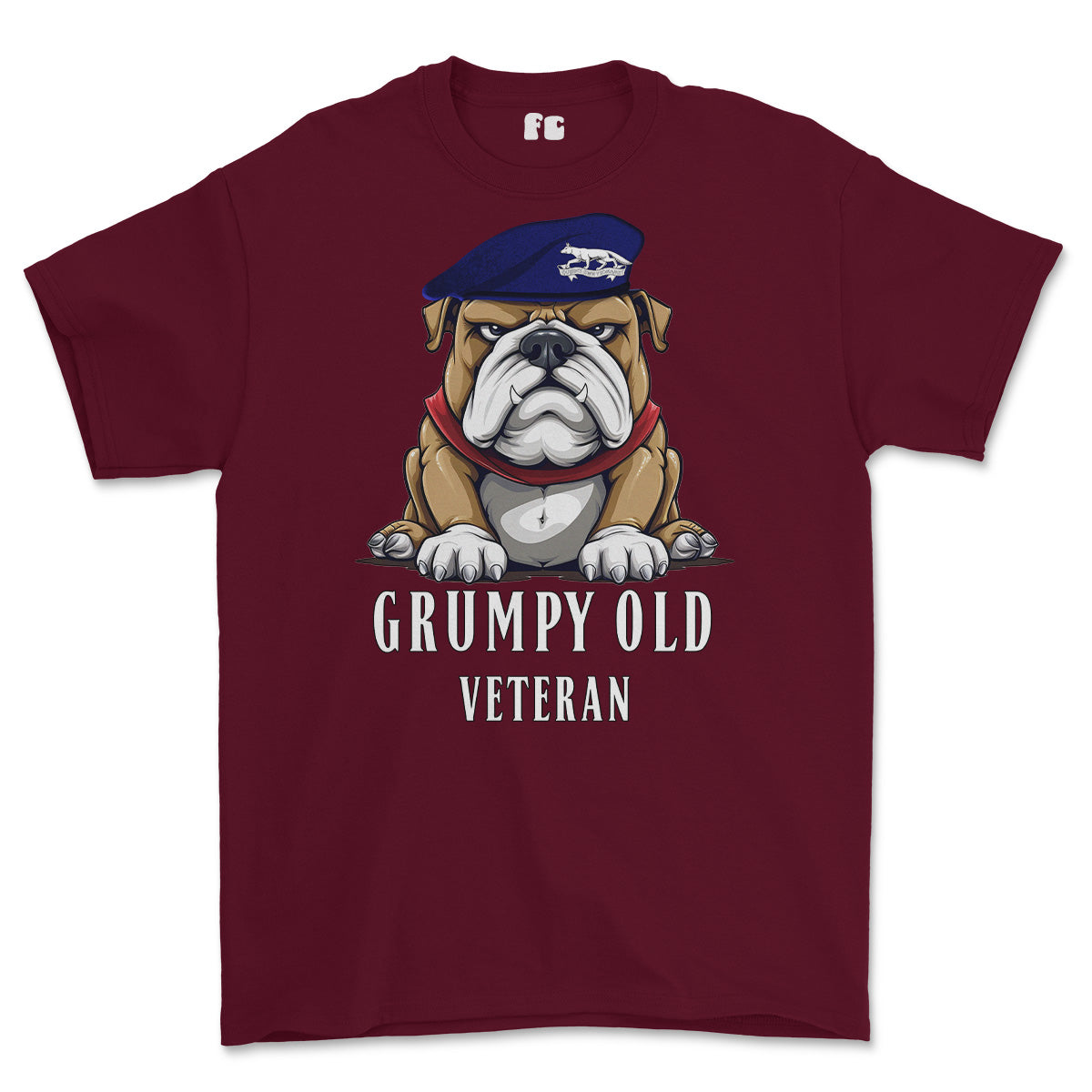 Grumpy Old Queens Own Yeomanry Veteran Printed T-Shirt - Maroon