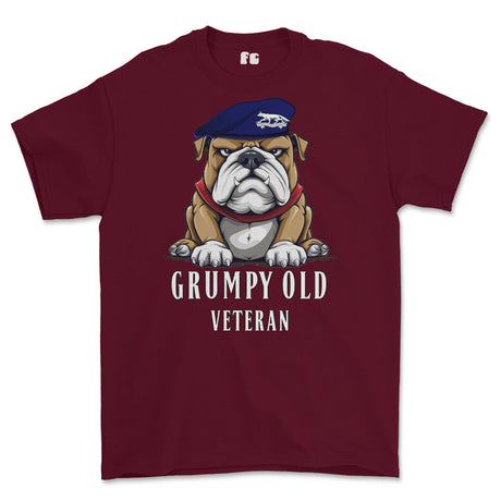 Grumpy Old Queens Own Yeomanry Veteran Printed T-Shirt - Maroon