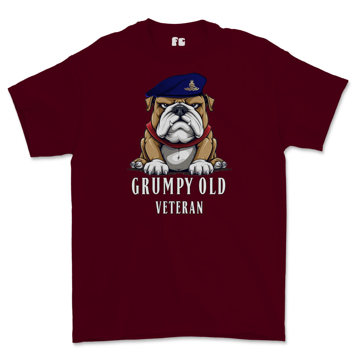 Grumpy Old Royal Artillery Veteran Printed T-Shirt - Maroon