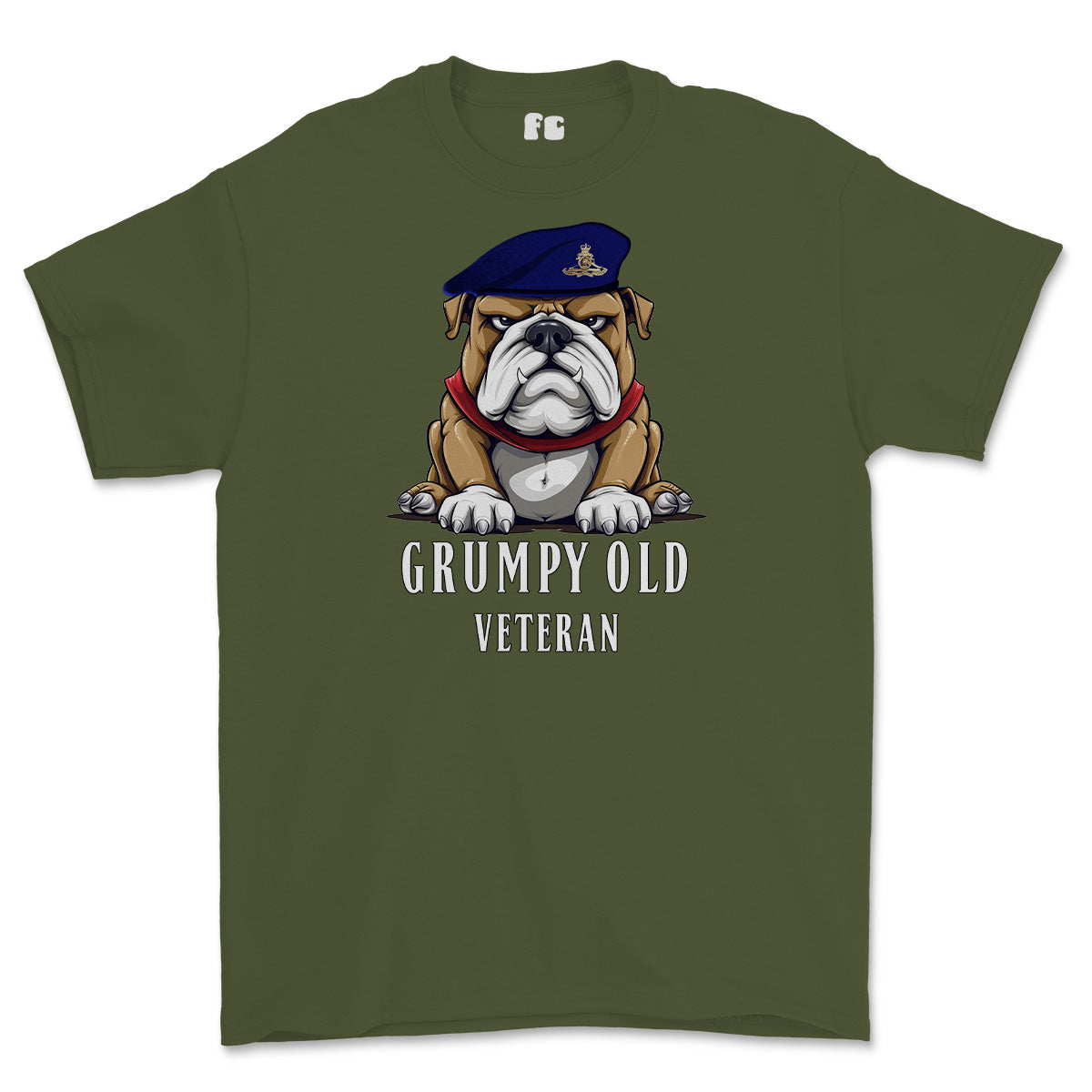Grumpy Old Royal Artillery Veteran Printed T-Shirt - Olive Green