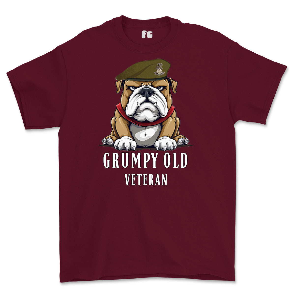 Grumpy Old Yorkshire Regiment Veteran Printed T-Shirt - Maroon