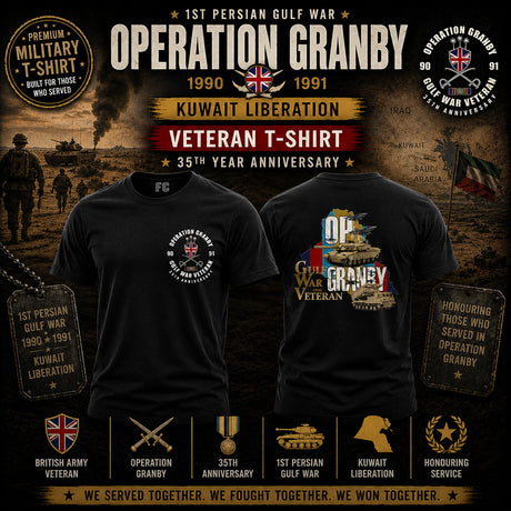 OP Granby Gulf War 35 Veteran Double Side Printed T-Shirt - Design