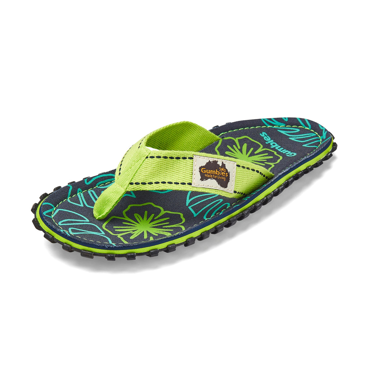 Gumbies Islander Flip-Flops - Men's Lime Hibiscus alternate view 5