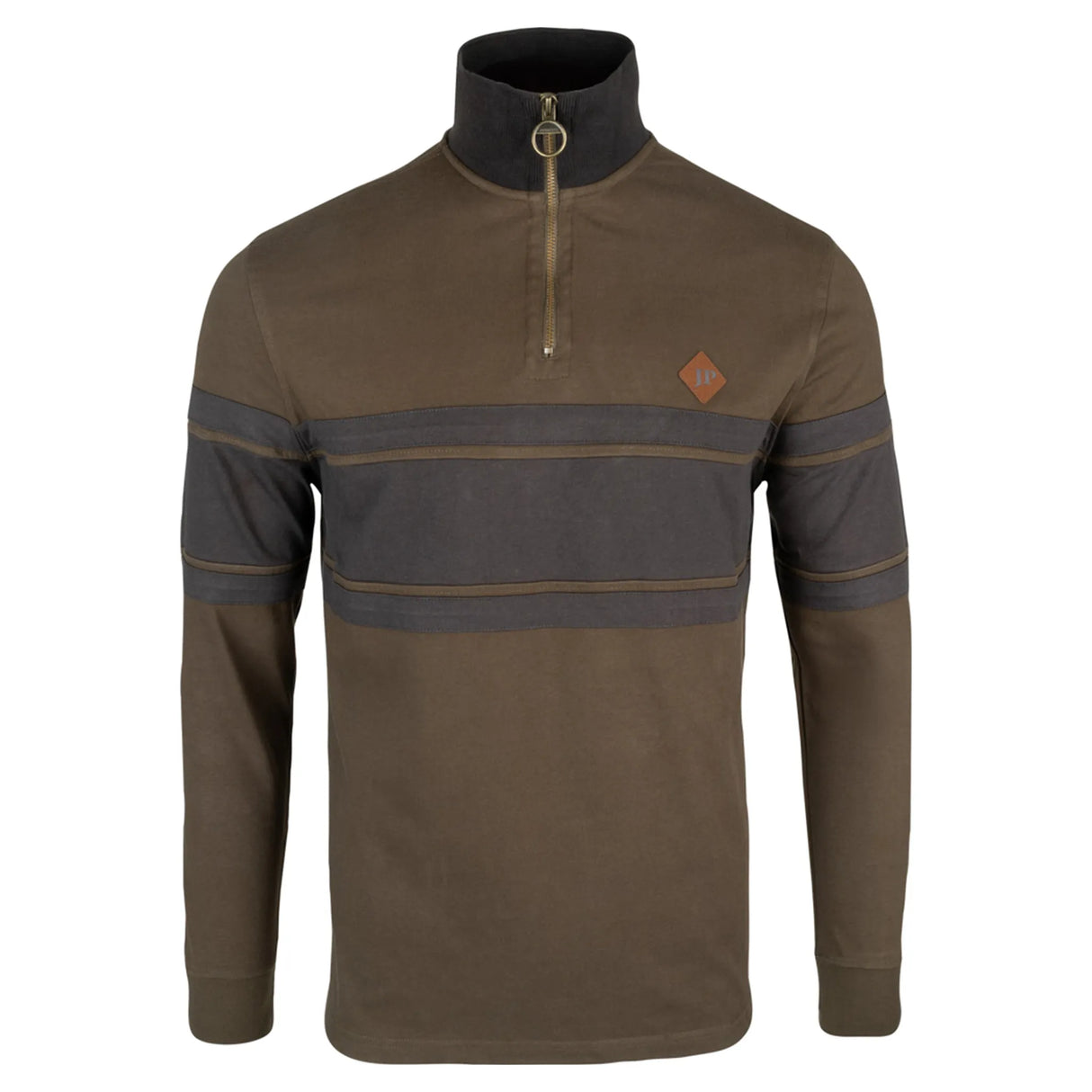 Jack Pyke Half Zip Contrast Sweatshirt in green from the front on white background