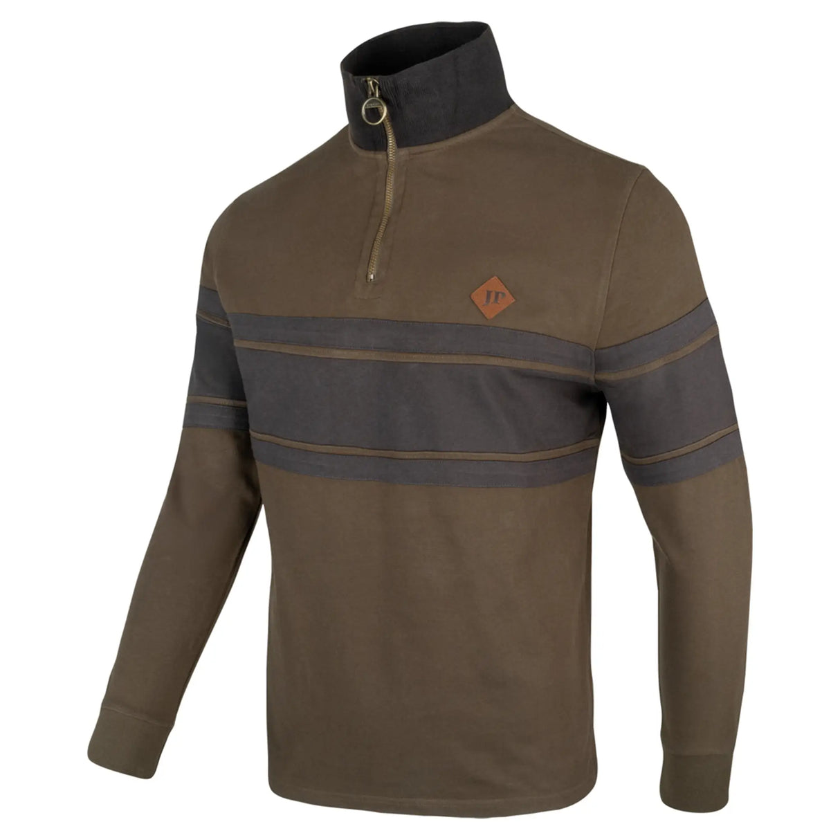 Jack Pyke Half Zip Contrast Sweatshirt in green from the front left on white background