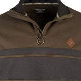 Jack Pyke Half Zip Contrast Sweatshirt in green close up of the zip metal ring pullover