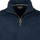 Jack Pyke Half Zip Sweatshirt in navy blue close up of zip metal ring puller
