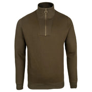Jack Pyke Half Zip Sweatshirt in dark olive from the front on white background