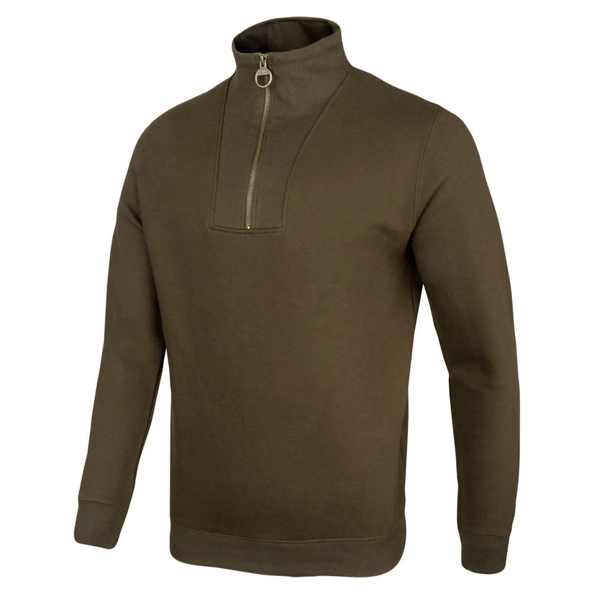 Jack Pyke Half Zip Sweatshirt in dark olive from the front left on white background