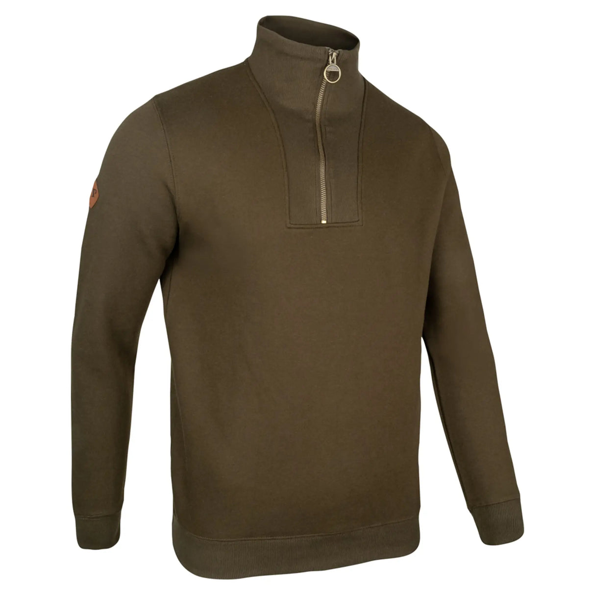Jack Pyke Half Zip Sweatshirt in dark olive from the front right on white background